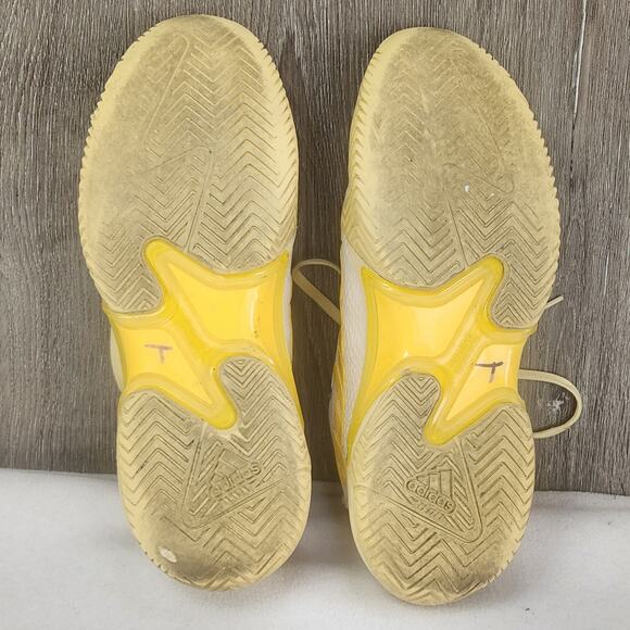 ADIDAS MEN'S Barricade Tennis Shoes Ecru Tint / Almost Yellow Size 10 GUC - Picture 7 of 9